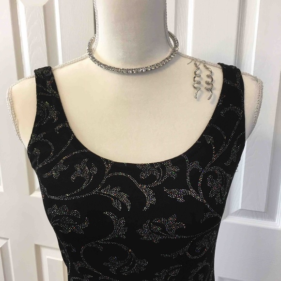 All That Jazz Long Black Sleeveless Glitter Dress, Size S M L - Picture 4 of 5